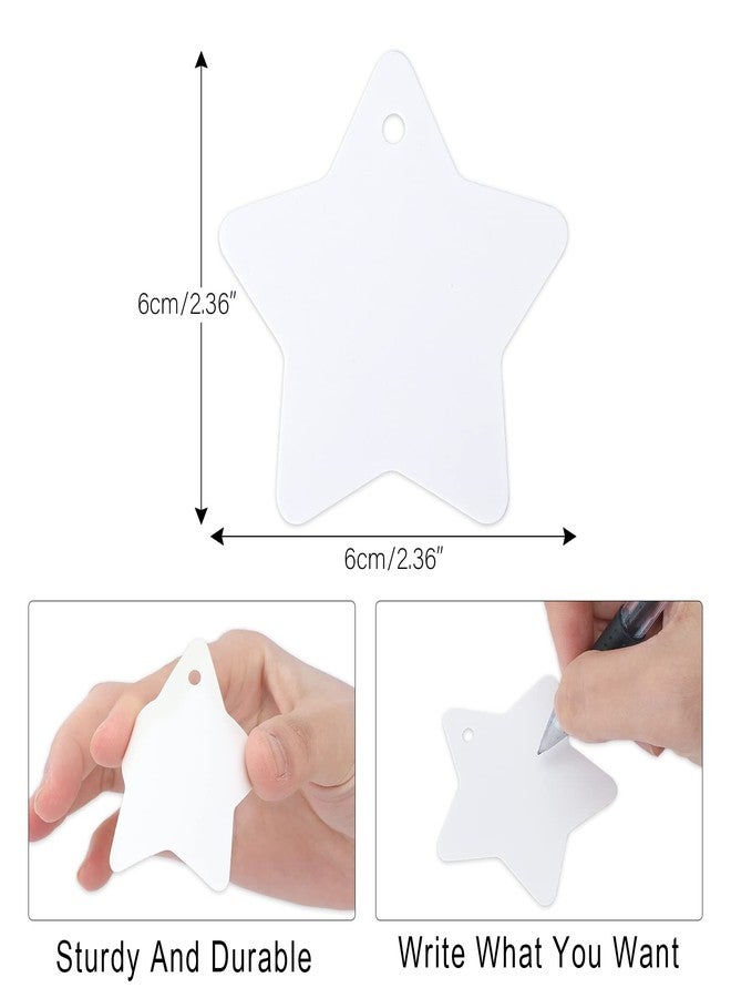 g2 بلس بطاقات هدايا على شكل نجمة من G2PLUS، 100 قطعة من البطاقات الفارغة على شكل نجمة، بطاقات هدايا من ورق كرافت مع خيط لتغليف الهدايا، وحفلات الزفاف، وتوزيعات حفلات الكريسماس (أبيض) - Image 2